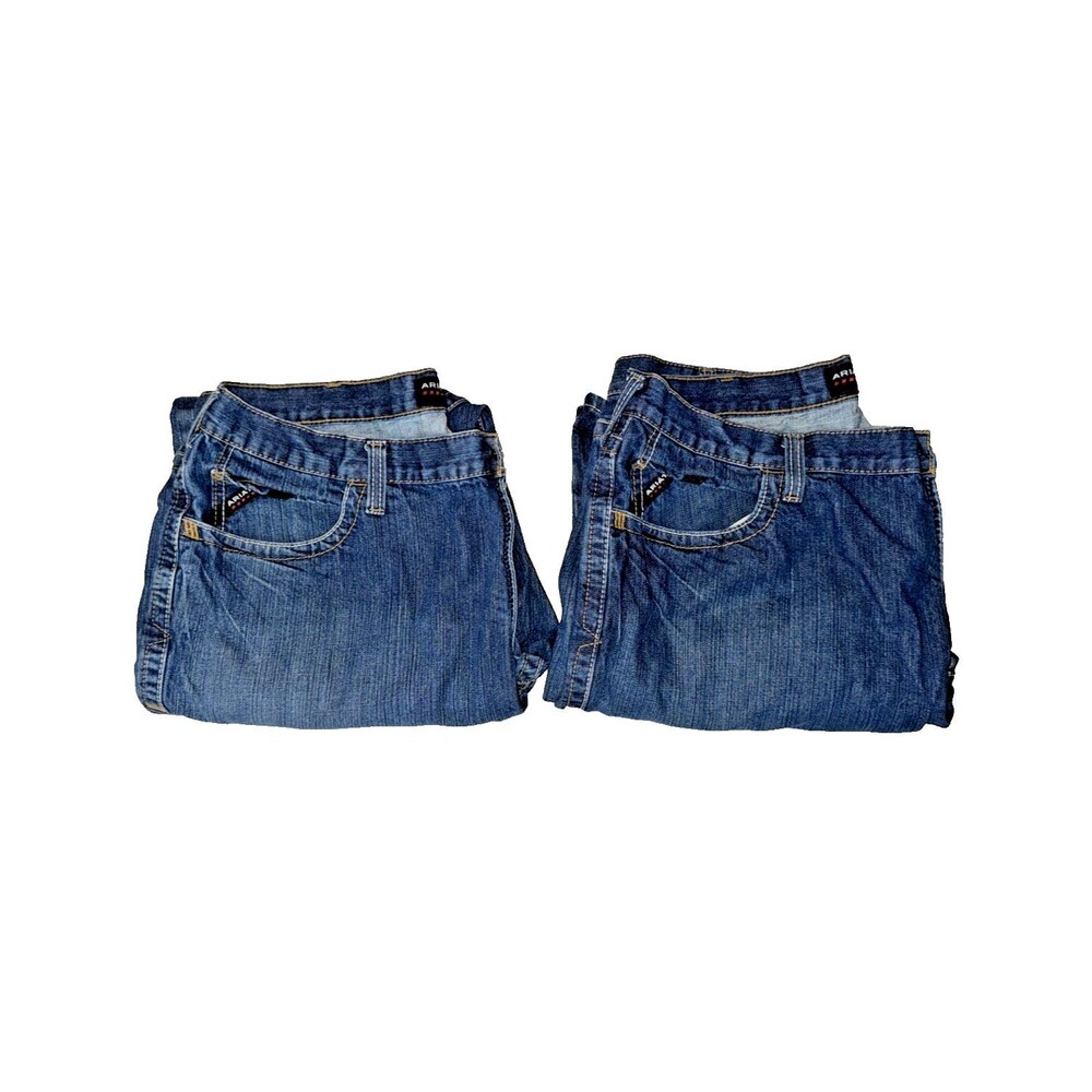 Lot of 2 Ariat Work FR M4 Relaxed Boot Jeans Mens 42x34 33 Flame Resistant Blue